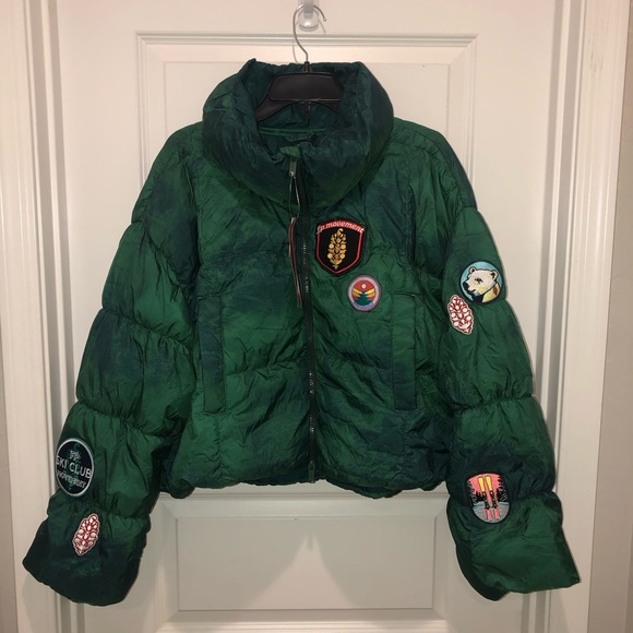 New FP Movement Free People In A Bubble Patch Puffer Jacket Coat Green sz M - Picture 5 of 11